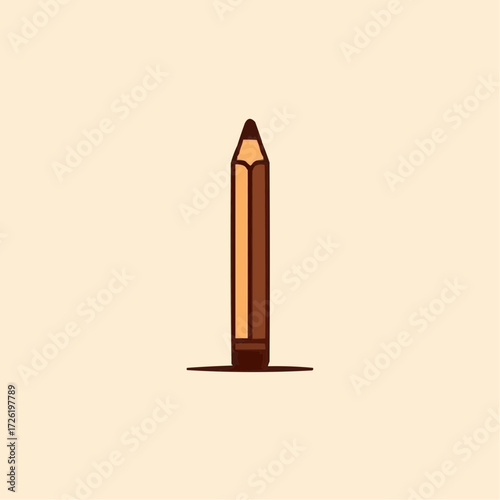 Minimalist illustration of a pencil, symbolizing creativity and writing, against a soft beige background