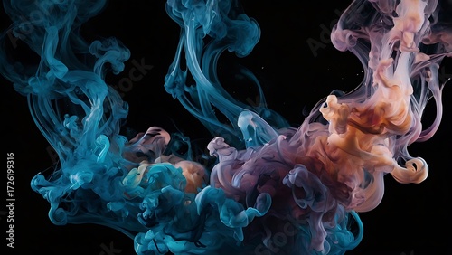 Abstract cloud of colors, stunning artistic illustration of smoke, creating vibrant effects
