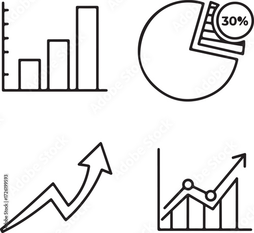 Collection of business growth and data analysis icons Keywords: graph, chart, finance, money, percentage