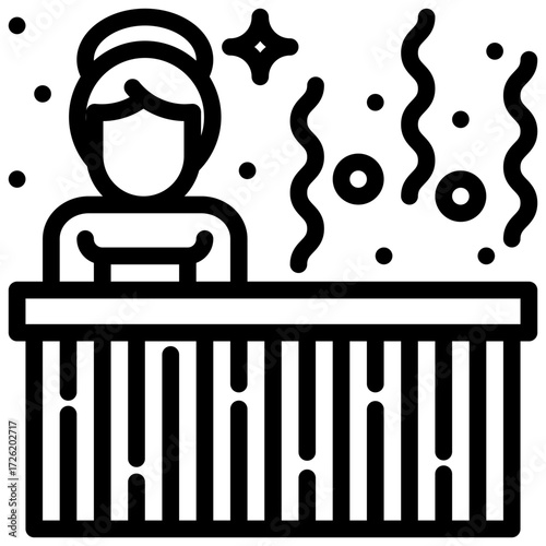 Icon of Woman enjoys a relaxing spa experience in a hot tub