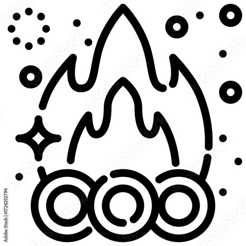 Bonfire icon campfire flame burns fiercely above three stacked logs a perfect bonfire icon.