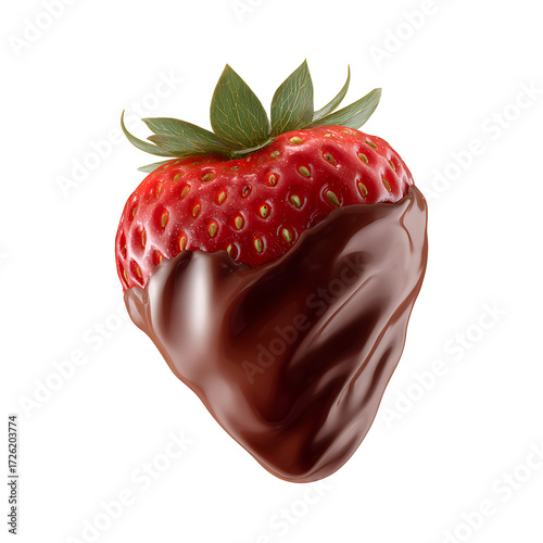 Chocolate dipped strawberry. A delicious and elegant dessert perfect for any special occasion. Transparent background.