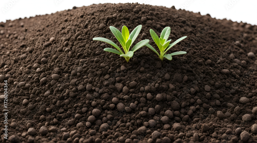 Naklejka premium fertile soil or isolated mound of soil on a white background.