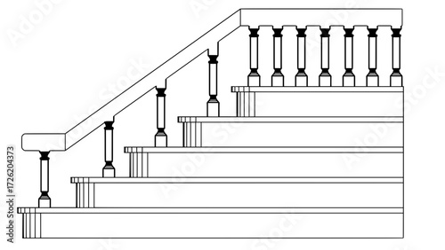 Staircase Balustrade Designs 2D vector