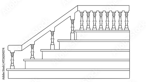Staircase Balustrade Designs 2D vector
