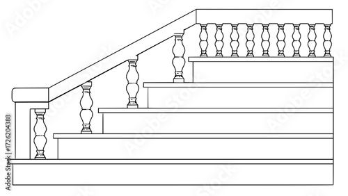Staircase Balustrade Designs 2D vector