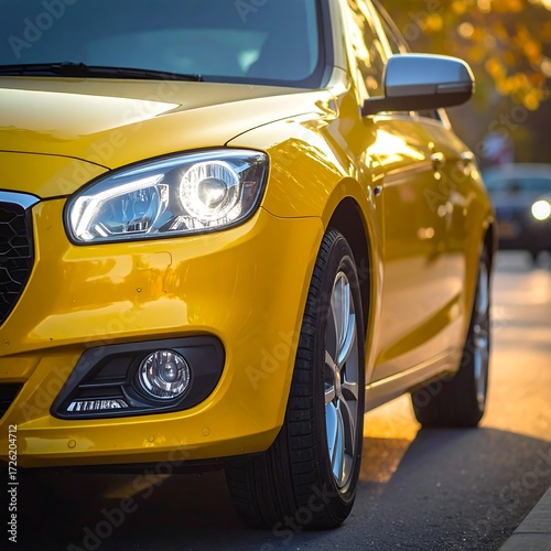 Sunny yellow car exterior