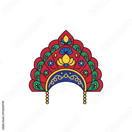 Illustration of a gold ancient Greek warrior helmet with a red crest against a white background.