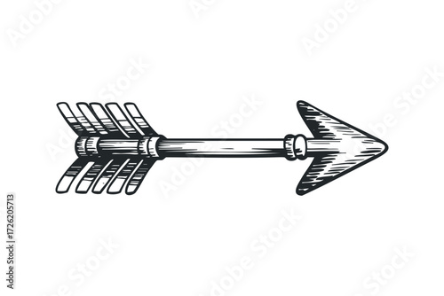 Wooden arrow symbol. Vector hand drawn illustration
