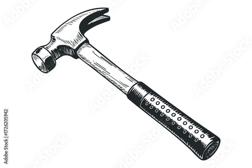 Claw Hammer Tool. Vector hand drawn illustration