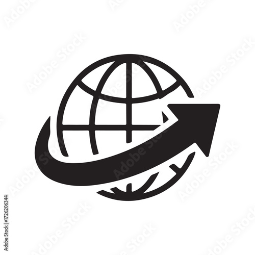 Global Internet Connection Icon with Arrow