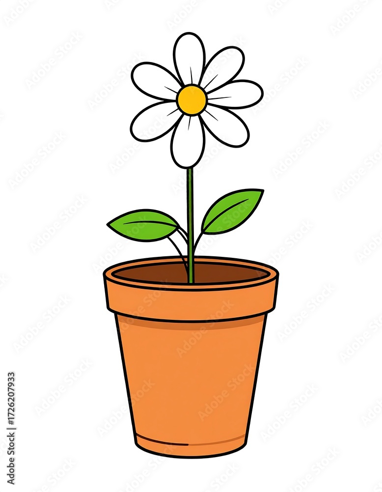 Fototapeta premium Simple illustration of a potted daisy