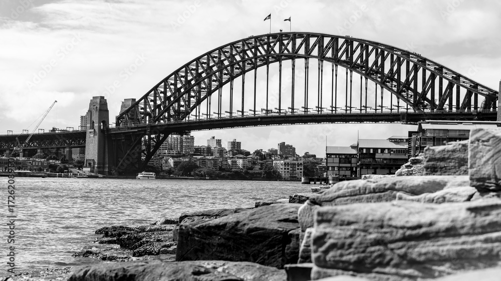 Fototapeta premium ssydney harbour bridge black and white