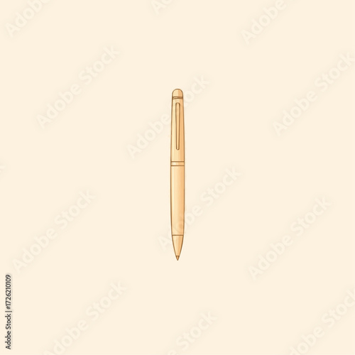 Elegant pen illustration in soft beige tones on a minimalistic background with copy space