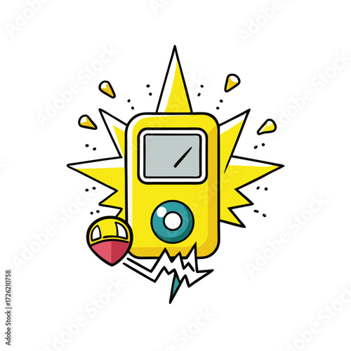 cartoonish yellow emoticon exploding icon media mu.eps