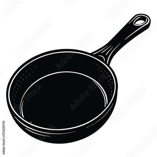 cast iron frying pan with handle  isolated on whit (1).eps