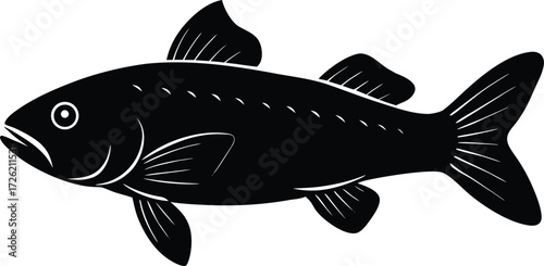 algae fish realistic black silhouette vector isola.eps