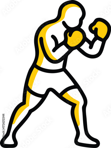 boxer stance silhouette vector flat illustration d.eps