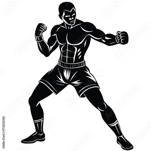 boxer stance silhouette vector flat illustration d (1).eps