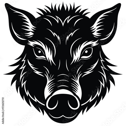 boar head silhouette on white background.eps