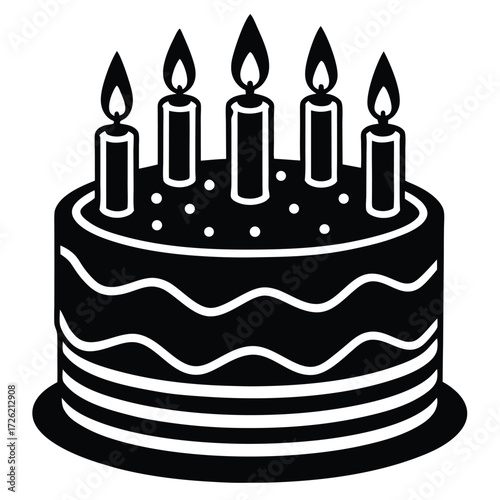 birthday cake with candles vector icon in flat sty.eps