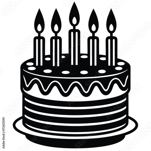 birthday cake with candles layered icon  sweet pas (1).eps