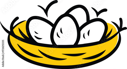 bird nest with eggs inside  isolated on white back.eps