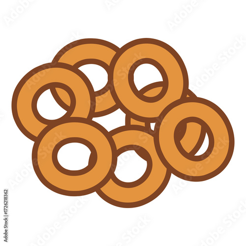 Sushki Russian bread rings flat color vector illustration template design
