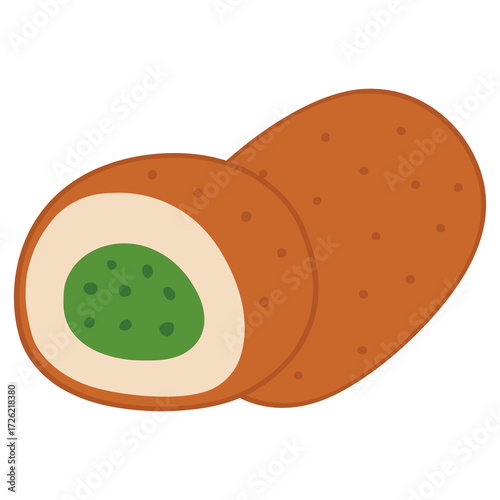 Chicken Kyiv Ukrainian food flat color vector illustration template design