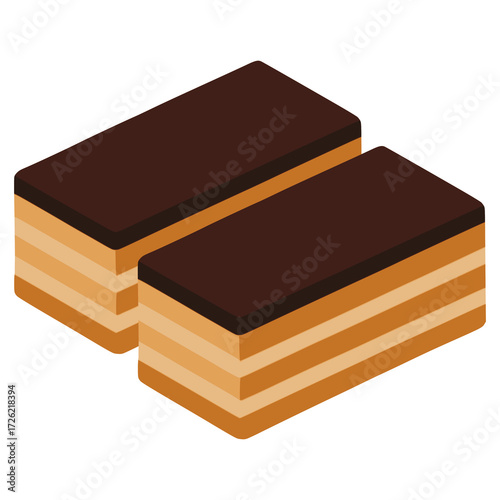 Ptichye moloko Russian sponge cake flat color vector illustration template design