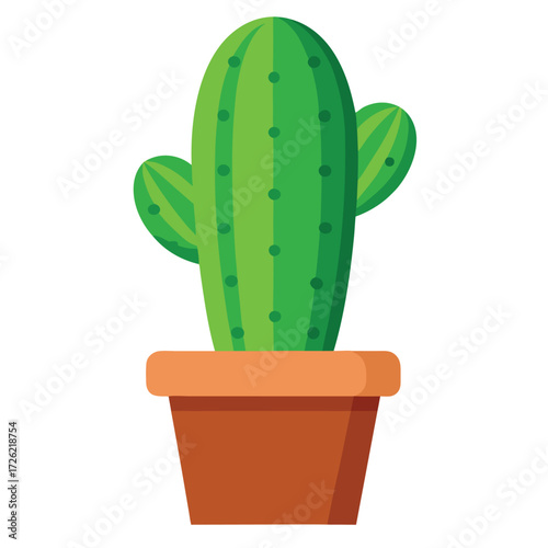a stylized green cactus in a terracotta pot agains (2).eps