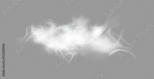 Floating White Smoke Cloud on Transparent Background Vector