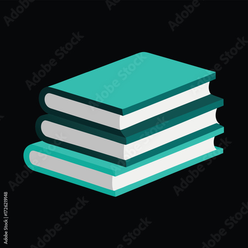 a stack of three teal books with white pages on a  (2).eps