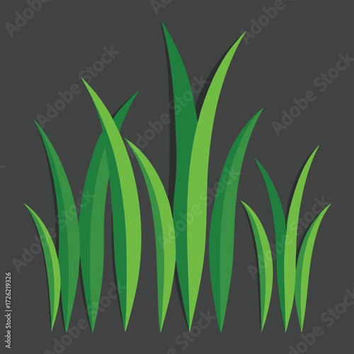 a simple row of green grass blades on a dark gray  (2).eps