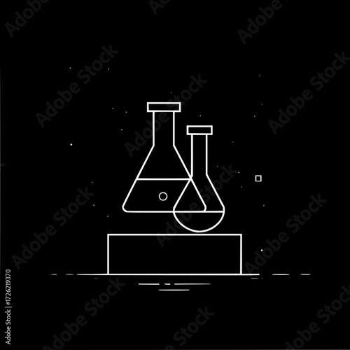 Science lab beakers and flasks vector illustration for chemistry research and experiment design concept