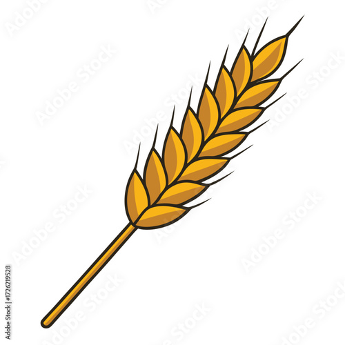 a simple illustration of a golden wheat stalk on a.eps