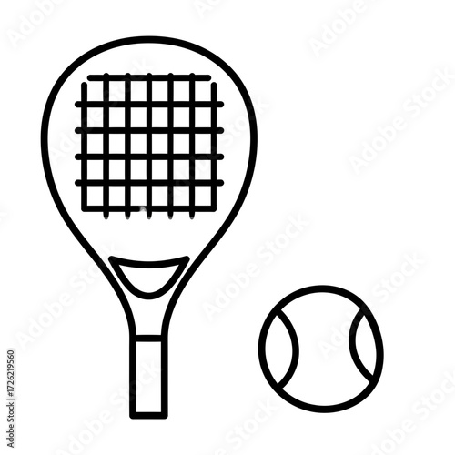Padel Time Line Art of Tennis Racket and Ball for Game Enthusiasts