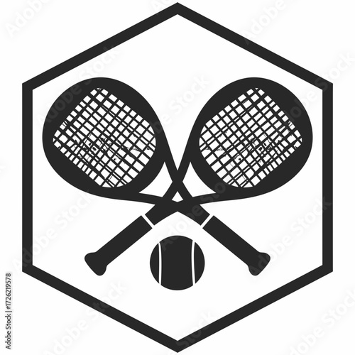 Padel Tennis Racket and Ball Emblematic Logo Illustration - Sports Icon