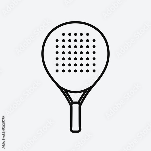 Outline icon of a padel racket, isolated vector illustration for sports logos, graphics, and recreational activities