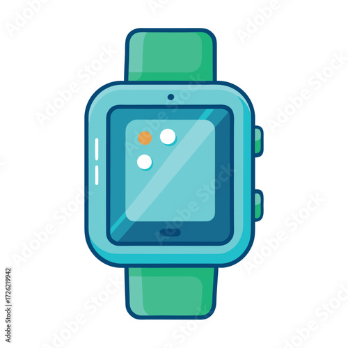 a modern smartwatch with a teal screen and blue bu (2).eps