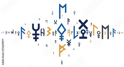 Ancient mystical astrological and runic symbols collection.