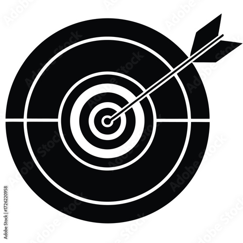 a flat design of a red archery target with a blue  (2).eps