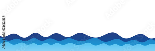 Vector waves layer seamless cartoon style banner