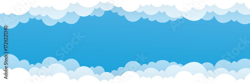 Vector clouds in the sky cartoon style banner