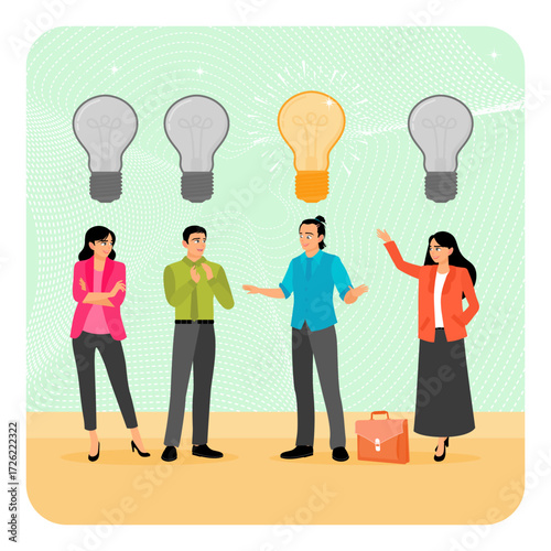 Thinking for solution. Solution expert solving problem or leader giving advice in meeting discussion