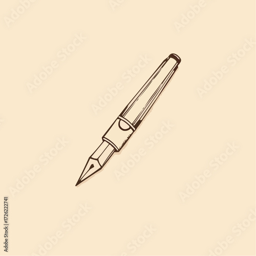 Fountain pen illustration with fine nib on light background for writing