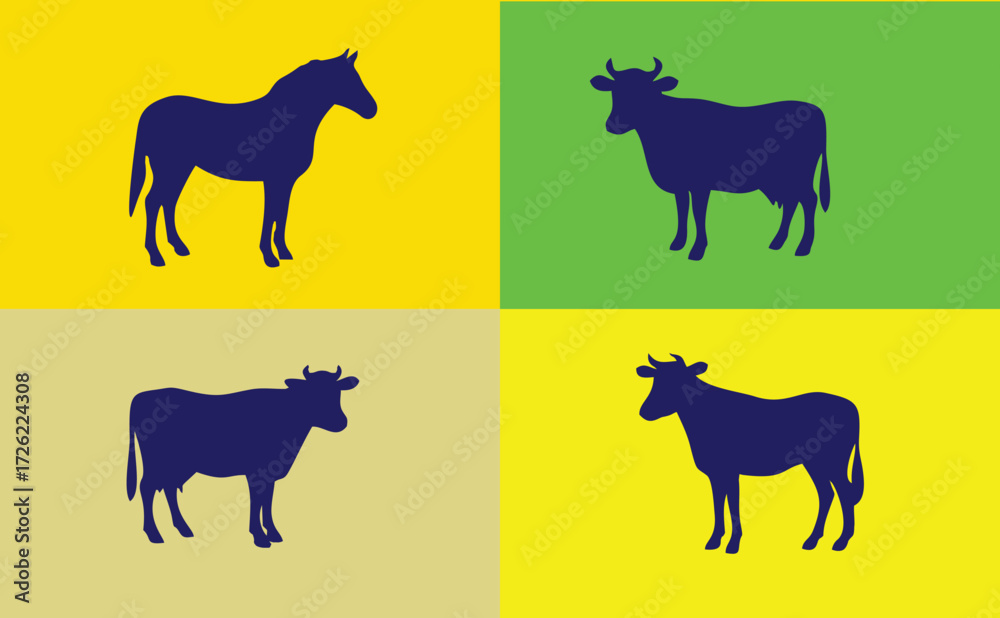 Obraz premium Animal Silhouettes in Color Harmony