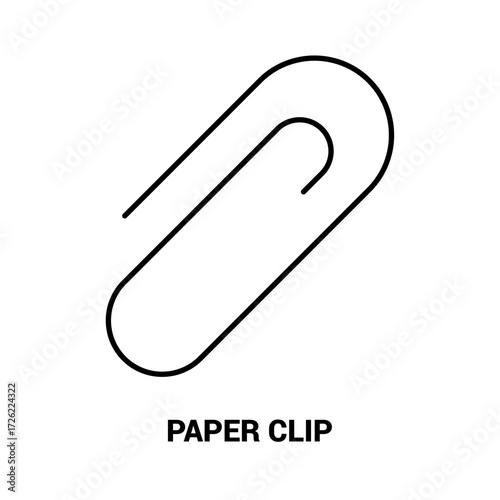 Simple paper clip icon in a black and white line art style, a symbol for office and business concepts