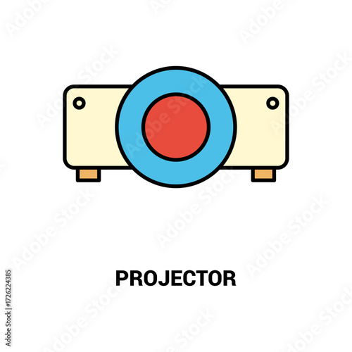 Modern electronic projector for presentations and entertainment with a high-quality lens and simple controls