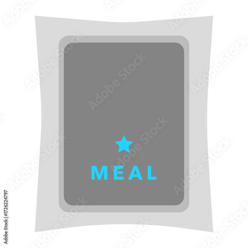 Sealed Meal Packets Illustration, Nutrition Food Diet With Star and Lettering